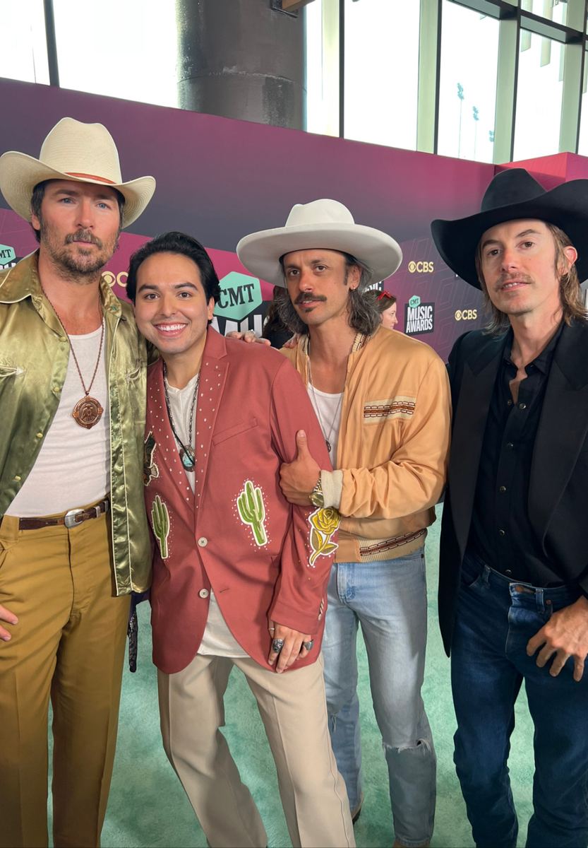 Ricky Garcia with the four members of the band Midland on the CMT Music Awards carpet.